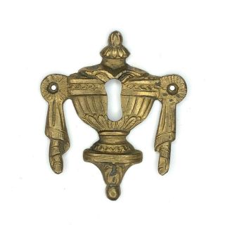 Antique French Rococo Victorian Ornate Brass Escutcheon Keyhole Cover