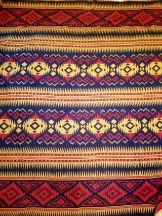 Vintage 1940s Beacon Camp Blanket Southwestern Native American Blue Red Yellow