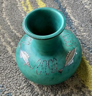 Vintage Gustavsberg Argenta Wilhelm Kage Inlaid Sterling Vase