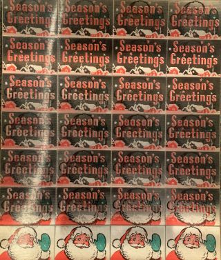 Vari Vue Lenticular Christmas Santa Seasons Greetings Vintage Full Uncut Sheet