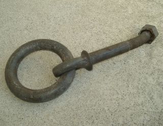 Vtg Horse Iron Tie Hitching Post Ring Forged Stable Harness Farm Animal Big 3lb