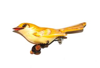 Uncommon Authentic Vintage Takahashi Canary Brooch,  Figural Bird Pin