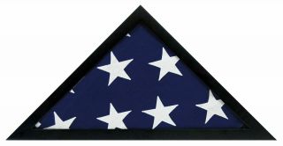 Memorial Wood Flag Display Case Black Holds 3.  5ft X 5ft Flag Not For Funeral