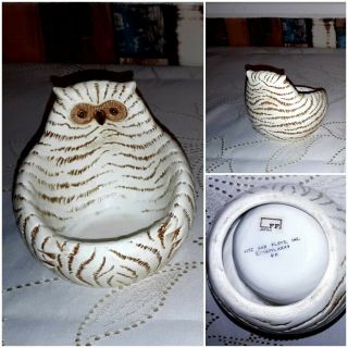 1985 Fitz & Floyd Hand Painted Ceramic Owl JAPAN FF Autumn Fall MCMLXXXV VINTAGE 2