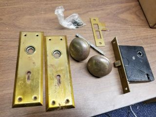 Vintage Door Knob And Lock Plate Set - No Key