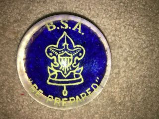 Boy Scout Bsa Be Prepared Crystal Glass Paper Weight