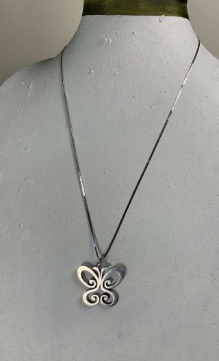 Vintage James Avery Retired Silver Spring Butterfly Pendant 1 3/8 Chain 24 "