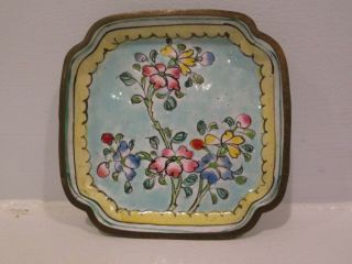 Early 20th Century Republic Chinese Hand Painted Enamel On Copper Dish / Tray