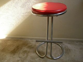 Vintage " Z " Bar Stool W/ Footrest Designed By Gilbert Rohde - Troy Sunshade Co 2