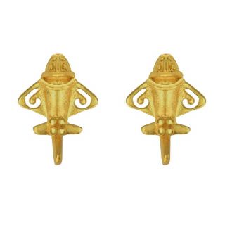 Across The Puddle 24k Gp Ancient Aliens Aircraft/golden Jet - 3 Stud Earrings (xs)