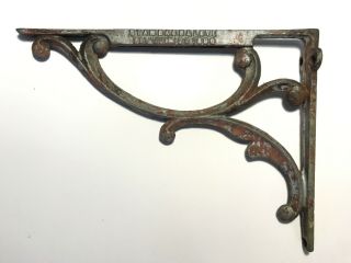 Antique Solid Cast Iron Shelf Bracket 15 " X 12 " Stambach & Love 1880