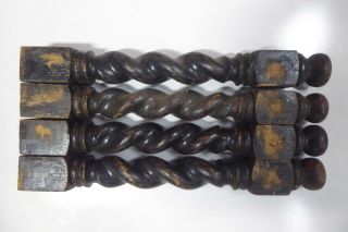 4 Antique Wooden Carved Turned Decorative Barley Twist Timber Wooden Column Legs