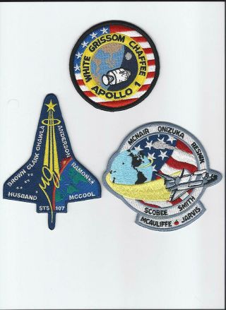 Official Nasa Space Program Fallen Heroes Patch Set Apollo Shuttle Made In