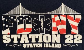Fdny Nyc Fire Department York City T - Shirt Sz L Staten Island Ems Paramedic