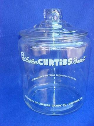 Vintage Curtiss Candy Peanut Jar W/ Lid,  Tom 
