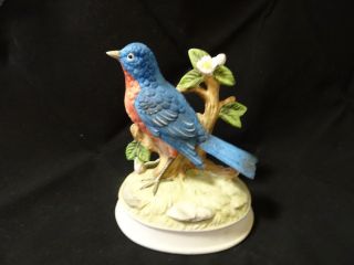 Gorham Porcelain Bisque Bluebird Musical Figurine - Japan