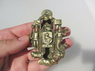 Small Antique Brass Door Knocker Vintage Old Deus Nobis Haec Otia Fecit Latin