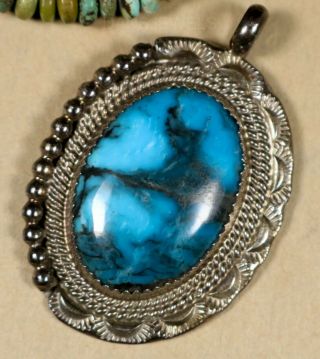 Traditional Alex Notah Vintage Old Pawn Navajo Spiderweb Turquoise Pendant