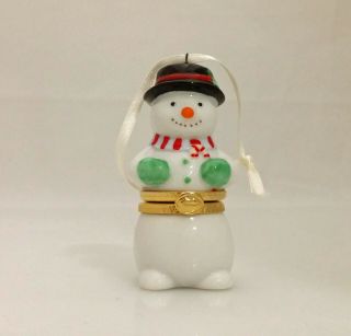 Hallmark Ornament 1997 Porcelain Hinged Box - Snowman - Opens - Qx6772 - Nobox