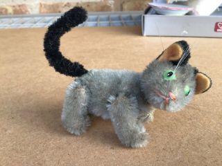Schuco 1950s Miniature Grey Jointed Cat 3 Inch