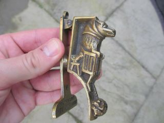 Small Antique Brass Door Knocker Vintage Old Fox In Pulpit Christ Church Priory
