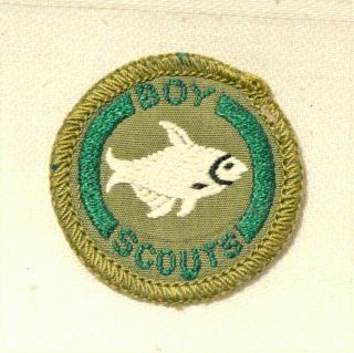 White Fish Nos Boy Scout Angler Proficiency Award Badge White Back Troop Small