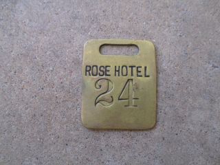 Vintage 1900 Rose Hotel Los Angeles California Key Tag Fob Chain