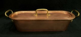 Vintage Copper Fish Poacher 17 Inches Long With Brass Riveted Handles,  No Rack