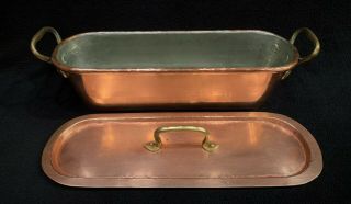 Vintage Copper Fish Poacher 17 inches long with Brass Riveted Handles,  No rack 2