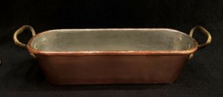 Vintage Copper Fish Poacher 17 inches long with Brass Riveted Handles,  No rack 3