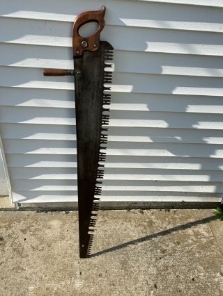 Vintage Disston One Man Cross Cut Saw Lance Perforated No.  514 With Etching