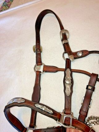 Vintage Champion Turf Sterling Silver Leather Horse Show Halter W/lead