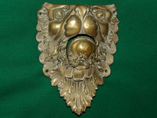 Rare Antique Bronze Billiard Pocket Corner Flat - Lion