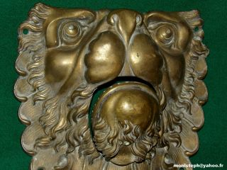 Rare antique bronze billiard pocket corner flat - Lion 2