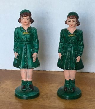 2 Vintage 1950’s Ceramic/bisque Girl Scout Figurine.  Japan
