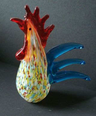 Art Glass Country Rooster Chicken Figurine Murano Style
