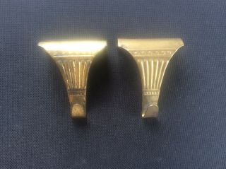 Pair 2 Vintage Edwardian Early C20th Brass Picture Hooks Design & Patina
