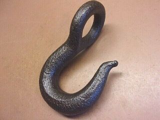 Vintage Rustic Hand Forged Iron Hook 6 " Long Blacksmith Made Rigging Hook