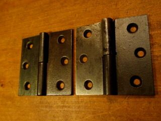 Pair Early Iron Door Hinges 3 " X 3 " R H Lift Off Hinge