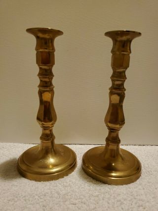 Vintage Brass Candlestick Holders (2) - Made In India - 8 1/4 ".