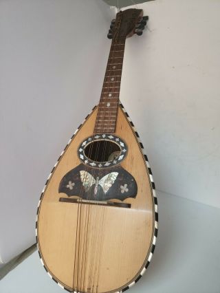 Vintage Midland Mandolin Lute Mother Of Pearl Inlay Music String Instrument
