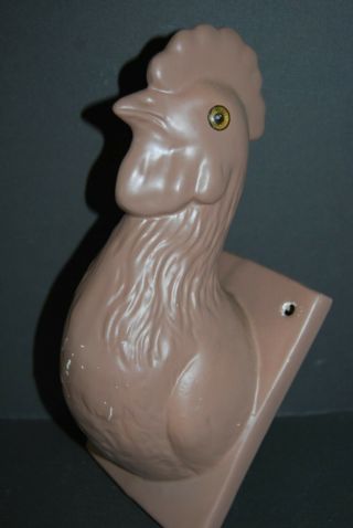 Vintage Ceramic Chicken Rooster Head 10 " Towel Apron Holder Wall Hook