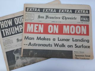 1969 Men On Moon San Francisco Chronicle And Examiner Newspaper July 21