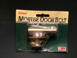 Vintage Mortise Door Bolt Brainerd Mfg.  N.  Y.  Brass Thumb Knob