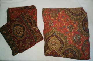 Vintage Ralph Lauren Full Fitted Sheet,  2 Pillowcases - Equestrian Paisley