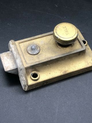 Antique / Vintage Yale Deadbolt Door Lock Cast Iron With Brass Knob