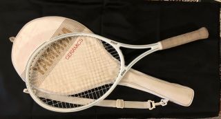 Vintage Mary Hartline Prince Tennis Racquet/yamaha Ceramic Cover Signed By Mhd