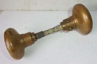 Antique Vintage Heavy Solid Brass Door Knobs With Spindle
