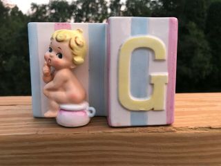 Vintage 1950s Baby Girl Nursery Ceramic Planter Letter G