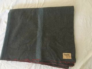 Vtg Eagley Mills 1942 Pure Wool Blanket Gray With Blue Stripes 55 " X 90 "
